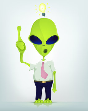 Funny Alien Cartoon Illustration