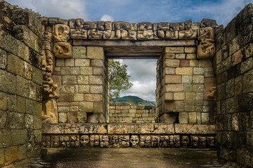 Carved detail at Mayan Ruins - Copan Archaeological Site, Honduras