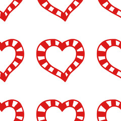 Obraz premium Seamless pattern of decorative red hearts, romantic background.