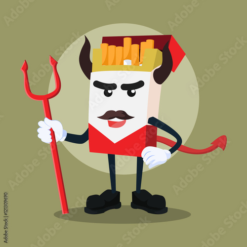 "cigarette with devil horn fork and tail" Stock image and royaltyfree