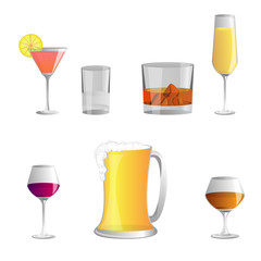 set of Alcoholic beverages , vector icon