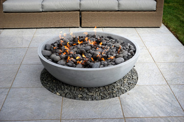 modern patio fire pit