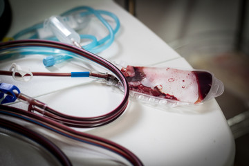 blood bag on the single donor platelets blood separation machine