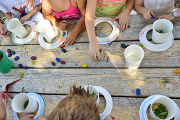 Summer creative workshop class in the natural environment