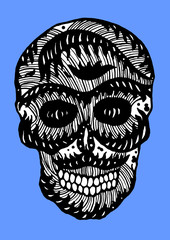 sugar skull day of the dead, wave pattern design vector illustration