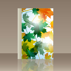 Book autumn motif. Maple leaves. Vector background