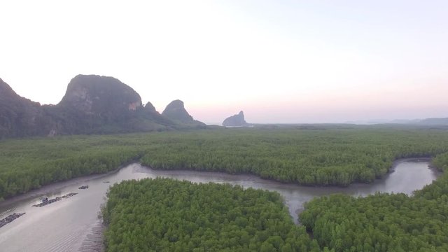 new view point in Phang Nga province at Baan Hinrom near Samed Nangshe view point photo from drone can see many islands in Phang Nga gulf