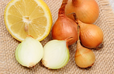 Fresh onions and lemon, healthy nutrition and strengthening immunity