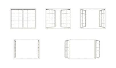 white window frame isolated on white background.