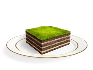 Cross section of little island. 3D rendering