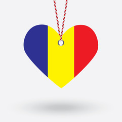 Chad flag in the shape of a heart with hang tags