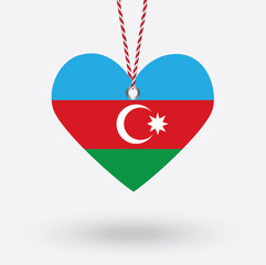 Azerbaijan flag in the shape of a heart with hang tags