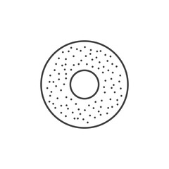 Vector donut icon isolated on white background. Yummy cookie donut food icon. Candy decoration donut with topping. Glazed pastry delicious snack, eat candy.