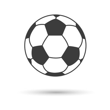 Soccer ball with shadow icon. Soccer ball with shadow Vector isolated on white background. Flat vector illustration in black. EPS 10