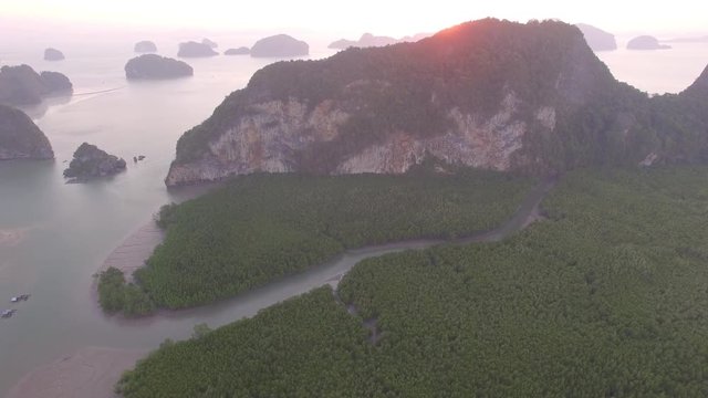 new view point in Phang Nga province at Baan Hinrom near Samed Nangshe view point photo from drone can see many islands in Phang Nga gulf