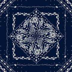 Ornamental paisley pattern, decoration floral ornament, boho motif, painting print