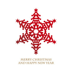 Design of Christmas tree shaped snowflake