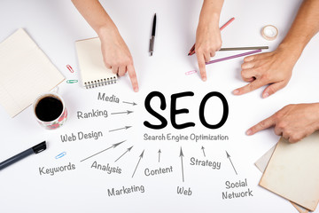 SEO Search Engine Optimization concept. The meeting at the white