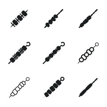 Skewer Vector Icons.