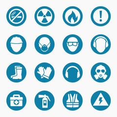 Occupational health icons and safety signs