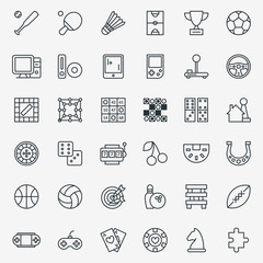 Game line icons vector set