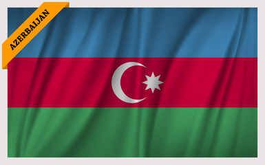 National flag of Republic of Azerbaijan - waving edition