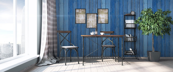 Modern bright interior . 3D render