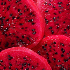 Fresh sliced red dragon fruit closeup