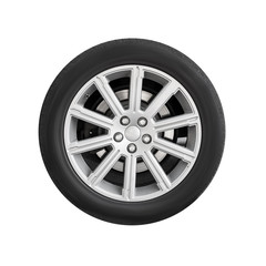 Obraz premium New automotive wheel on light alloy disc isolated
