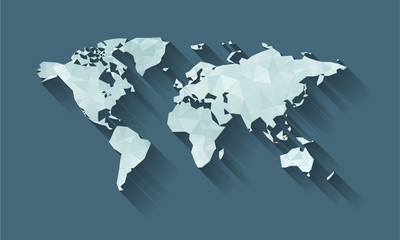 Naklejka premium Cubism form of WORLD MAP shadow