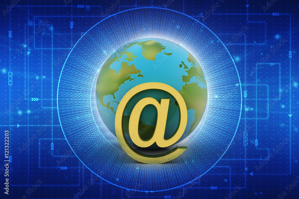 Poster 3d rendering e mail sign connect with world