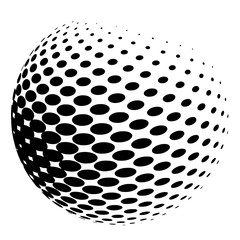 Sphere of halftone dots on white, vector illustration