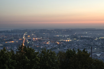 Sunrise over the city. View of the City from the High Castle, Lviv, Ukraine
