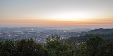 Sunrise over the city. View of the City from the High Castle, Lviv, Ukraine
