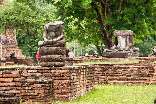 Ayutthaya,Thailand, - September, 07, 2016 : Damaged buddha statu