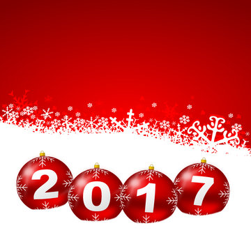 2017 new years vector illustration witch christmas balls and snowflakes