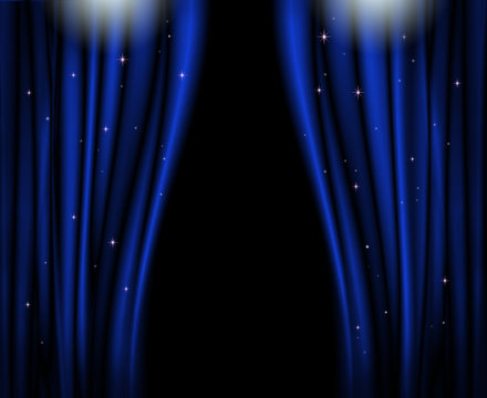 Blue curtains on stage. Stock Photo | Adobe Stock