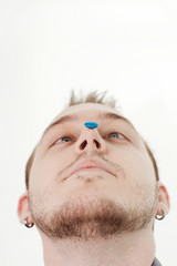 Man with round candy