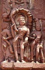 Fototapeta na wymiar Antique stones idols of God & Goddess in Deogarh, Uttar Pradesh Jaincentre built in 8th to the 17th century A.D.