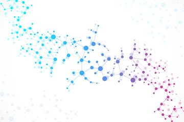 Structure molecule and communication Dna, atom, neurons. Science concept for your design. Connected lines with dots. Medical, technology, chemistry, science background. Vector illustration.