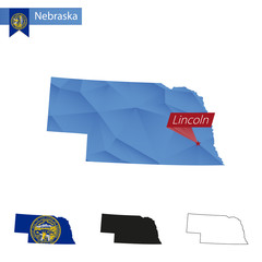 for boats wax poly Vector: State capital Low Lincoln. of map Nebraska with Poly blue