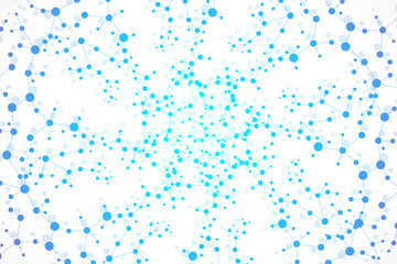 Structure molecule and communication Dna, atom, neurons. Science concept for your design. Connected lines with dots. Medical, technology, chemistry, science background. Vector illustration.