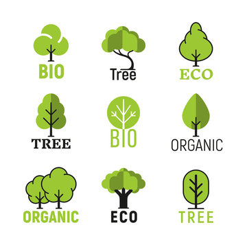 Vector tree organic eco bio logo set