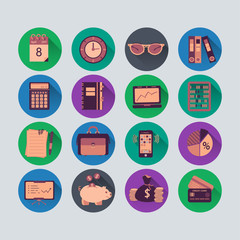 Bookkeeping vector flat icons.