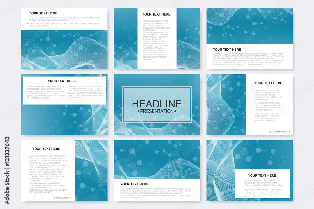 Aufkleber big set of vector templates for presentation slides. modern graphic background molecule structure an