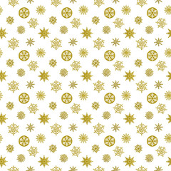 Gold snowflake seamless pattern. Beautiful Christmas background.