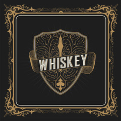 Whiskey label with old frames