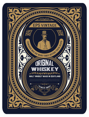 Old Whiskey label with vintage frames
