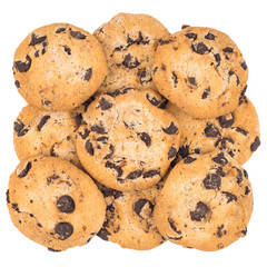 Chocolate chip cookie isolated on white background.