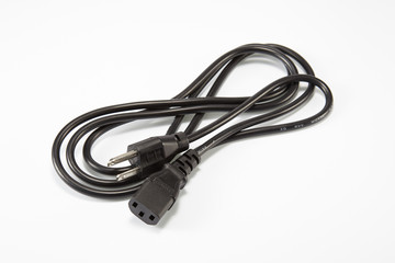 Three prong plug of and electrical power plug. PC power cord: 3-